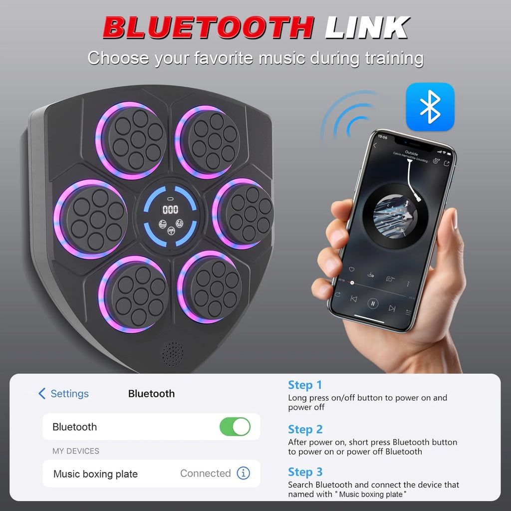 Smart Bluetooth Punching Bag, LED Guide, 9-Speed, Wall-Mounted, Boxing & Fitness